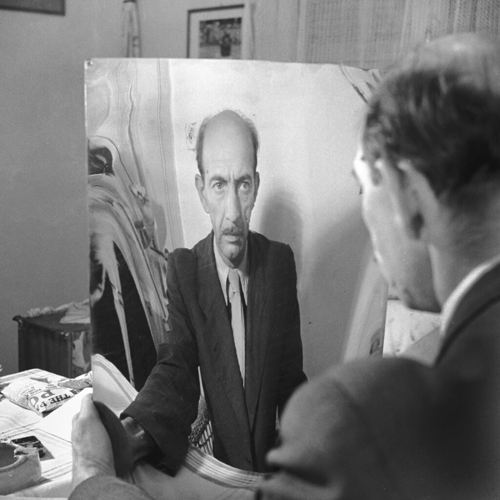 באדיבות מוז"א- מוזיאון ארץ ישראל, דיוקן עצמי, 1946.