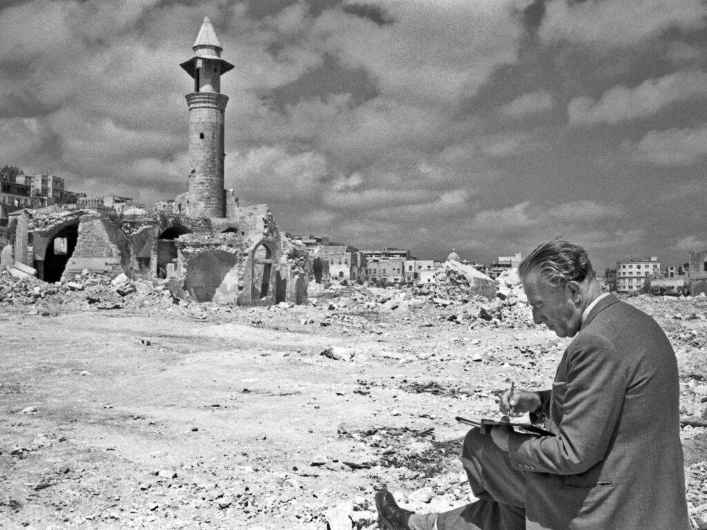 איש מצייר ליד מסגד - גרוס משה