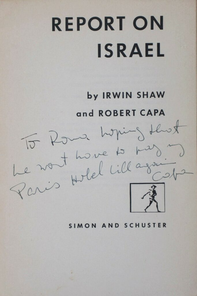 חתימתו של רוברט קאפה על ספרו - קאפה רוברט